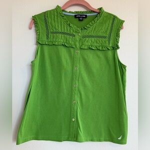 Nautica Vibrant Green Button-Down Blouse